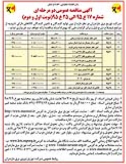 مناقصه عمومی , مناقصه عمومی کنتور تکفاز دیجیتال چند تعرفه ترمینالی ...