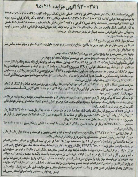 مزایده,مزایده ششدانگ پلاک ثبتی بخش یک قم