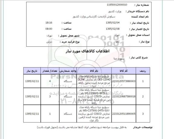 استعلام , استعلام  سوئیچ دیتا شبکه رایانه 