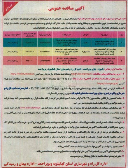 آگهی مناقصه عمومی , مناقصه بهسازی جاده ده بزرگ به پیچاب....- تجدید 