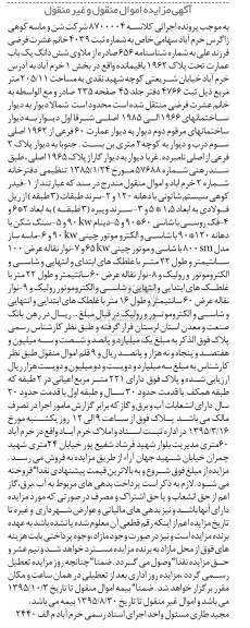 مزایده,مزایده ششدانگ عمارت و فیدر کوهی و...