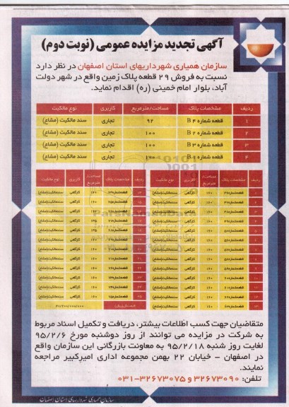مزایده,مزایده فروش 29 قطعه پلاک زمین نوبت دوم