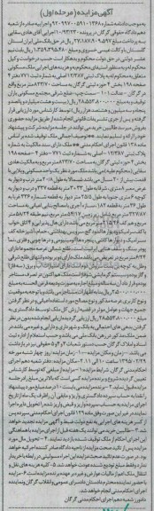مزایده,مزایده ملک مسکونی بخش 4 حوزه ثبتی گرگان نوبت اول 