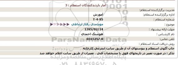 استعلام,استعلام مهندسی رفتار ارتباطی