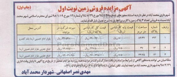مزایده,مزایده فروش تعداد 3 پلاک زمین با کاربری تجاری