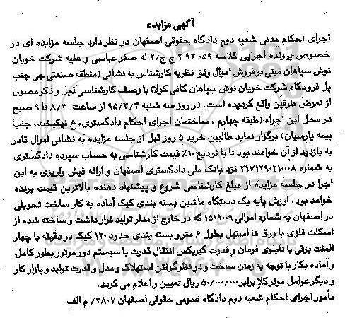 مزایده,مزایده یک دستگاه ماشین بسته بندی کیک آماده 