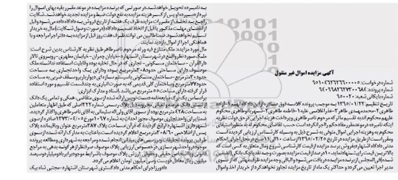مزایده,مزایده ملک مساحت 308متر دارای یک واحد تجاری مساحت سی متر