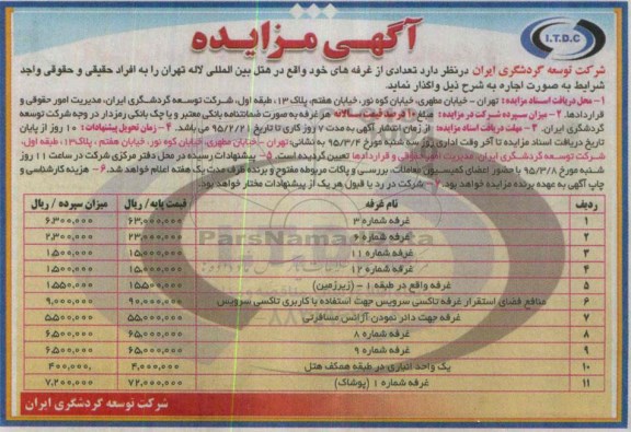 مزایده, مزایده تعدادی از غرفه های خود