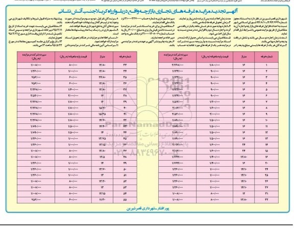 تجدید مزایده نسبت به احداث فاز اول غرفه های بازارچه و اجاره آن