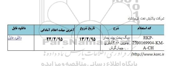 استعلام ، استعلام دیگ پخت چند جدار چلوپز 300 لیتری چهارگوش