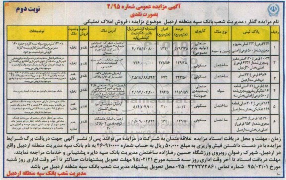 مزایده,مزایده فروش املاک تملیکی نوبت دوم 