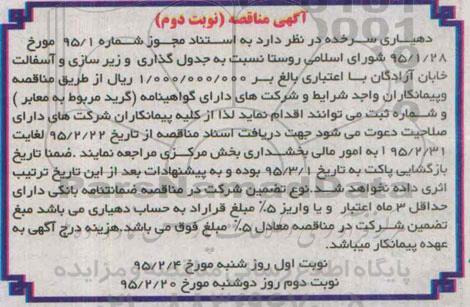 آگهی مناقصه, مناقصه جدول گذاری و زیرسازی و آسفالت نوبت دوم 