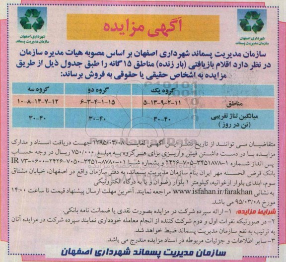 مزایده , مزایده اقلام بازیافتی (بار زنده) 