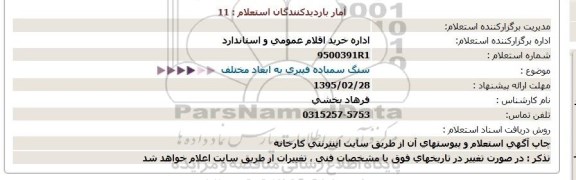 استعلام ، استعلام سنگ سمباده فیبری به ابعاد مختلف