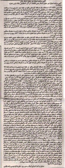 مزایده,مزایده قطعات دو و شش و هفت تفکیکی پلاک ثبتی شماره 1.14531