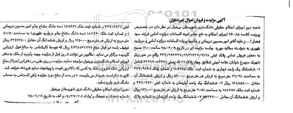 مزایده,مزایده ششدانگ یک واحد تجاری و دو واحد اپارتمان 