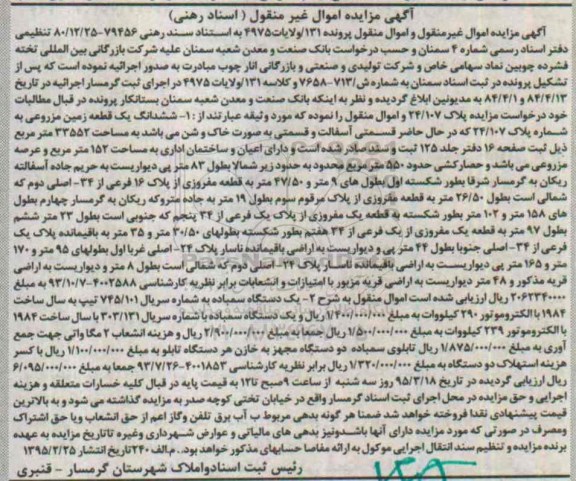 مزایده,مزایده ششدانگ زمین مزروعی و دو دستگاه سمباده