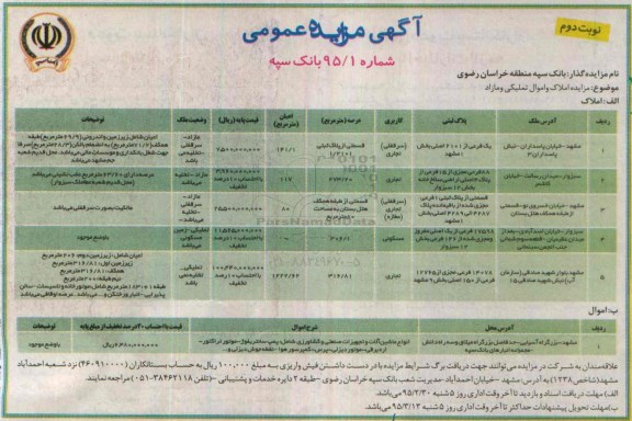مزایده,مزایده املاک و انواع ماشین آلات و تجهیزات صنعتی نوبت دوم