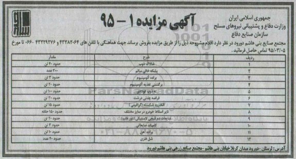مزایده , مزایده شالاک ذوب و....