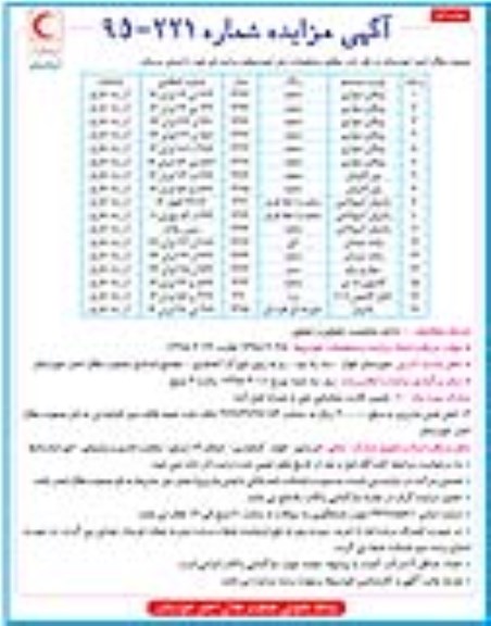 آگهی مزایده, مزایده فروش خودرو از قبیل پیکان سواری و ...