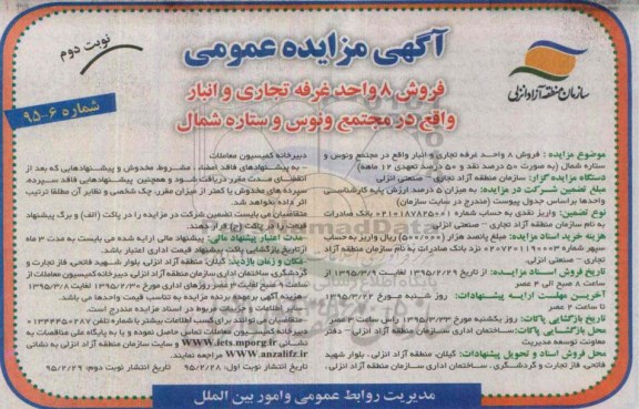 مزایده,مزایده فروش 8 واحد غرفه تجاری و انبار نوبت دوم 