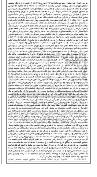 مزایده,مزایده ششدانگ زمین اراضی تهران نو 