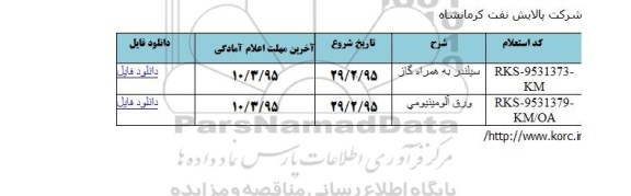 استعلام,سیلندر به همراه گاز و ورق آلومینیومی