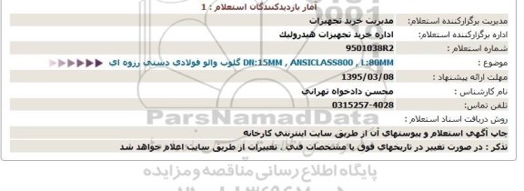 استعلام , استعلام DN:15MM , ANSICLASS800 , L:80MM گلوب والو فولادی دستی رزوه ای