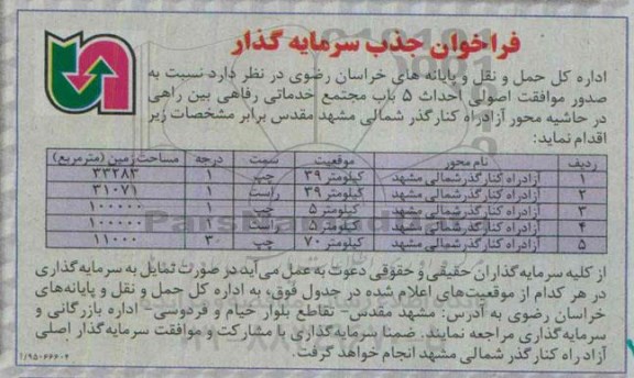 فراخوان احداث 5 باب مجتمع خدماتی رفاهی ...