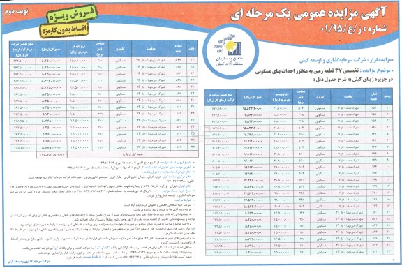 آگهی تجدید مزایده عمومی یک مرحله ای,مزایده تخصیص 37 قطعه زمین به منظور احداث بنای مسکونی در جزیره زیبای کیش نوبت دوم