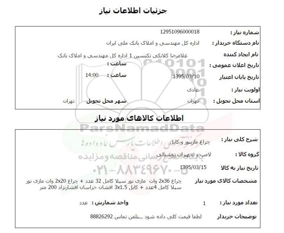 استعلام, استعلام چراغ مازینور و کابل