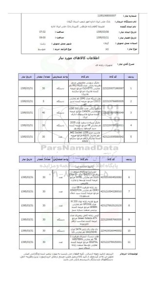 استعلام , استعلام تجهیزات رایانه ای