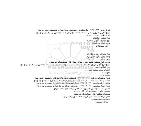 مناقصه , مناقصه تامین نیروی انسانی کادر پرسنلی 