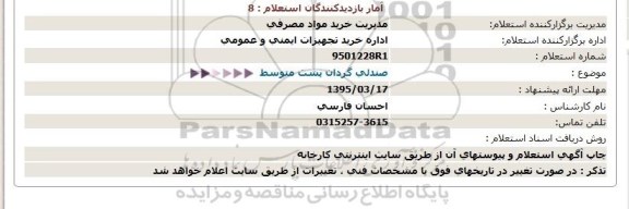 استعلام, استعلام صندلی گردان پشت متوسط 