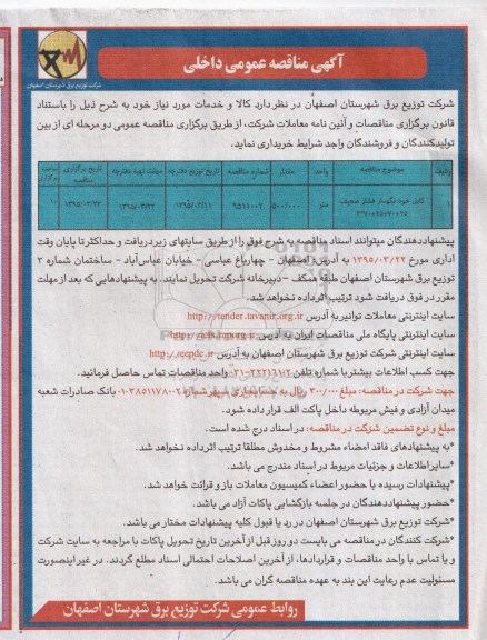 آگهی مناقصه عمومی داخلی , مناقصه کابل خودنگهدار فشار ضعیف 35+70+25+70*2