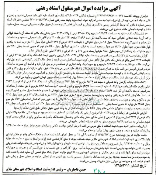 مزایده,مزایده ششدانگ یکباب مغازه و اپارتمان