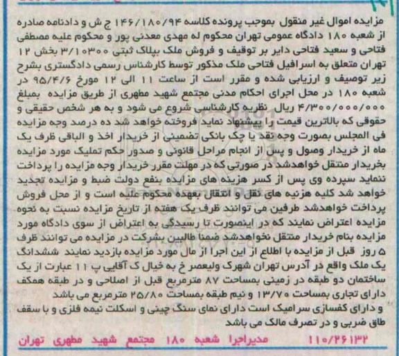 مزایده,مزایده ششدانگ ملک ساختمان دو طبقه 