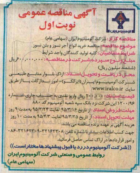 آگهی مناقصه عمومی,  مناقصه خرید انواع آجر نسوز و بتن نسوز 