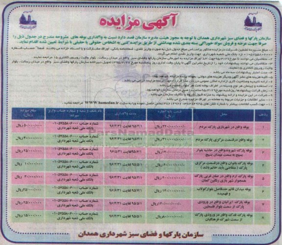 آگهی مزایده, مزایده واگذاری بوفه