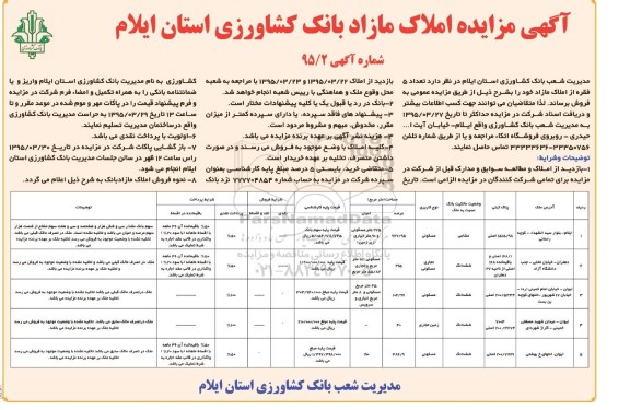 مزایده,مزایده فروش تعداد 5 فقره از املاک مازاد 