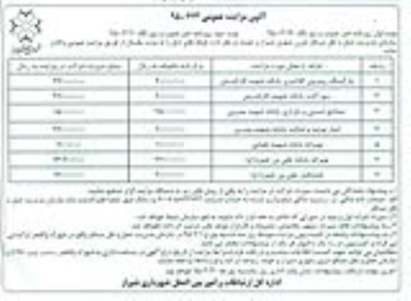 مزایده عمومی , مزایده عمومی غرفه های پارکینگ ، زیورآلات و ...