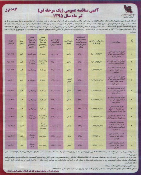 آگهی مناقصه عمومی یک مرحله ای , مناقصه اجرای عملیات زیرسازی و آُسفالت ریزی معابر شهرک صنعتی اشراق	...