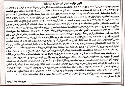 مزایده,مزایده ششدانگ یکباب انباری به شکل سالن