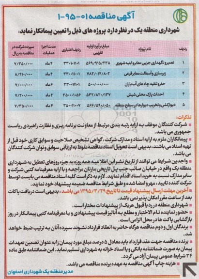 آگهی مناقصه , مناقصه تعمیر و نگهداری جزیی معابر و ابنیه شهری...