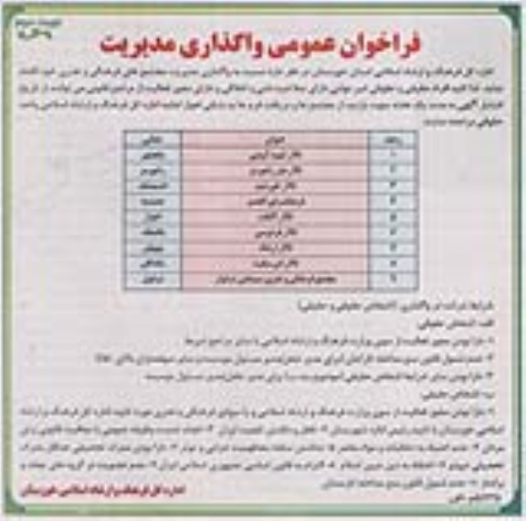 فراخوان عمومی , فراخوان واگذاری مدیریت مجتمع های فرهنگی و هنری نوبت دوم