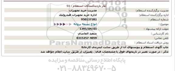 استعلام , استعلام انواع تسمه پروانه