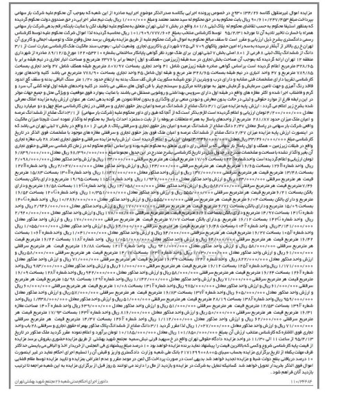 مزایده,مزایده 3.1 دانگ از ششدانگ پلاک ثبتی بخش هفت ثبتی تهران