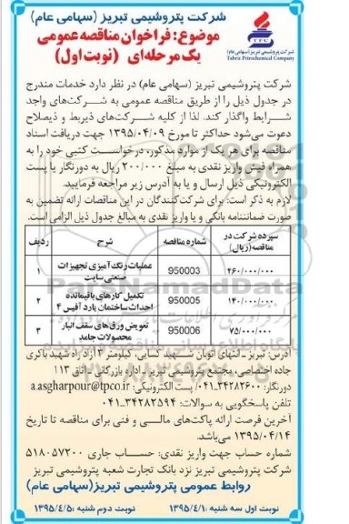 مناقصه , مناقصه عملیات رنگ آمیزی تجهیزات صنعتی سایت