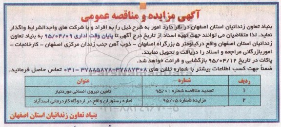 مناقصه , مناقصه تامین نیروی انسانی