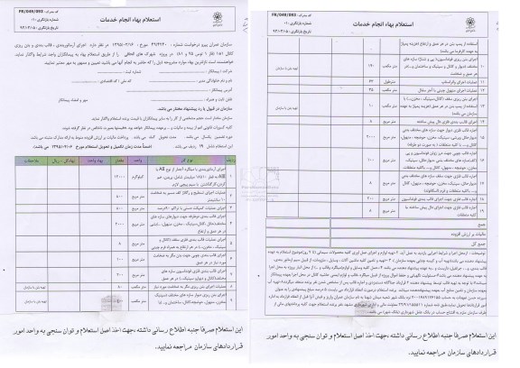 استعلام بهاء , اساستعلام بهاء اجرای آرماتوربندی , قالب بندی و بتن ریزی کانال 1*1 ( فاز 1 توس 75 و 81 ) ...